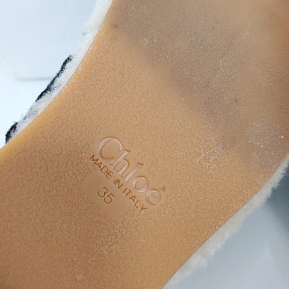 NWT$850 CHLOE Joy Black Suede Shearling Fur Slip-on Clogs Slides Shoes Sz 35 (5) - Picture 12 of 16